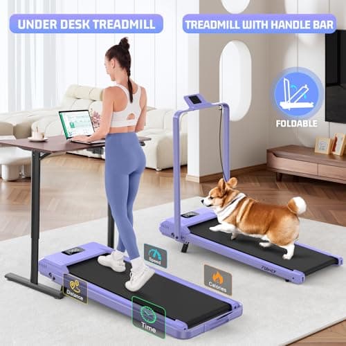 FUNMILY Foldable Walking Pad with Handle Bar, 4 in 1 Under Desk Treadmill with Incline, 2025 Upgraded Smart Folding Treadmill for Home/Office, 300 lbs Weight Capacity, Ultra-Quiet - Thumbnail 3