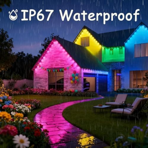 AurNyvaMay Permanent Outdoor Lights,Smart RGB Outdoor Lights with Remote APP Control,54ft with 36 LED(5v) IP67 Waterproof Outside Light for House for Holiday, Party, Daily - Thumbnail 5