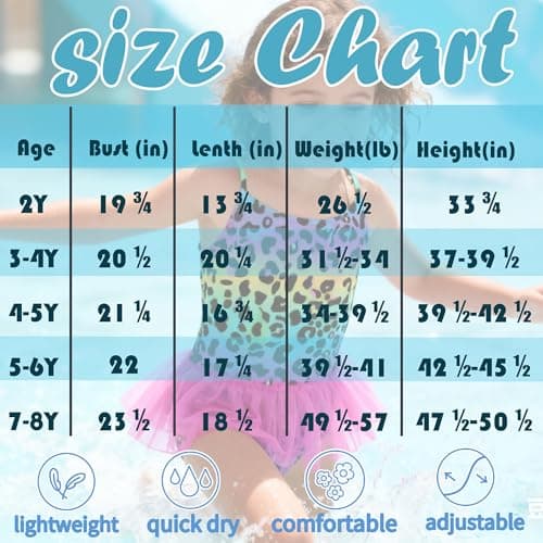 swimsobo Toddler Girls 3-4T Tutu Swimsuits Purple Leopard Bathing Suit 1 Piece Swimwear - Thumbnail 5