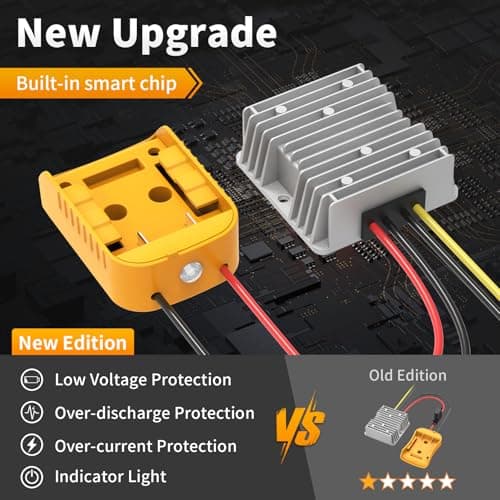 DC 20V to 12V Step-Down Converter with Switch Compatible with Dewalt 20V Battery, Over-Discharge Protection, DC12V 20A 240W Buck Converter Voltage Regulator for Golf Cart RC Car Truck DIY - Thumbnail 2