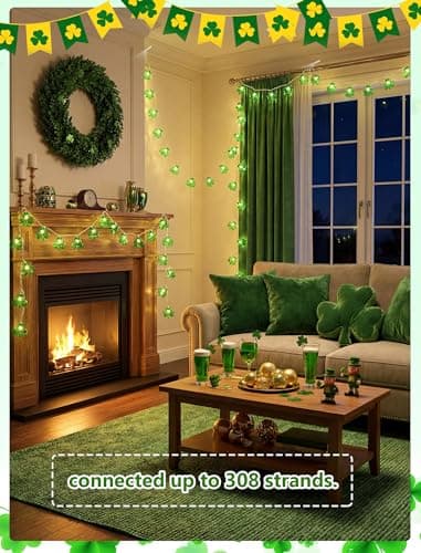 LED Shamrock String Light, 8.5Ft Clover String Light with 10 3D Green Clover Lights,Outdoor Irish Shamrock St Patrick's Day String Lights for Indoor Outdoor St. Patrick's Day Party Irish Holiday Decor - Thumbnail 4