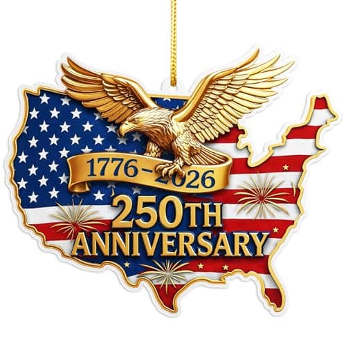 USA 250th Anniversary Ornament, 2D Acrylic 1776 2026 American Flag Decorations, America 250 Years Christmas Tree Ornaments Independence Gift - Image 1