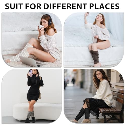 Jspupifip Women Ballet Leg Warmers, 4 Pairs 80s Cable Knit Long LegWarmers for Yoga Ballet Dance Figure Skating (Multicolor) - Thumbnail 5