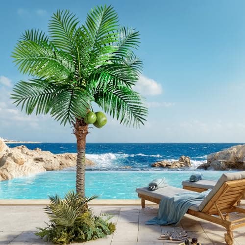 Bailikang Artificial Phoenix Palm Tree 6ft Tall - Fake Large Tropical Tree with Adjustable Leaves, Realistic Faux Sago Palm for Indoor Outdoor Decor, Patio, Poolside, Yard, Living Room, Office - Thumbnail 6
