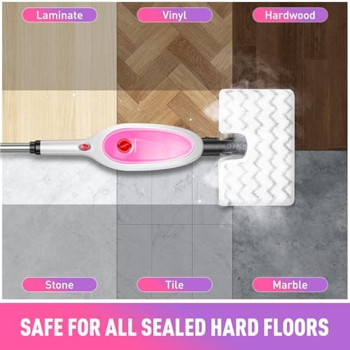 Steam Mop, Detachable Handheld Steam Cleaner with 10-in-1 Multipurpose Accessories, Two-sided Mop, Double Cleaning Area, Multi Surfaces Steamer for Wood Floor, Tile, Window, Clothes, Furniture & Grout - Thumbnail 5