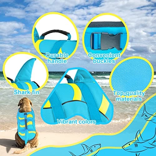 Fragralley Shark Dog Life Jacket, Adjustable Dog Life Vest with Shark Fin, Suit for Small Medium Large Dog Life Vest for Swimming and Boating - Thumbnail 5