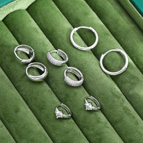 Small Gold Hoop Earrings Set for Women, 14K Gold Plated Lightweight Earrings Sets for Multiple Piercing, Hypoallergenic Huggie Hoops Earrings for Women Jewelry - Thumbnail 6