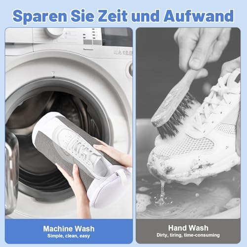 Shoe Washing Machine Bags, 2 PCS Shoe Bag for Washing Machine, 360° Wrap-Around Clean Laundry Bags Reusable Hidden Zipper Cleaning Bag for Tennis Shoes Sneaker Running Shoes, Grey - Thumbnail 3