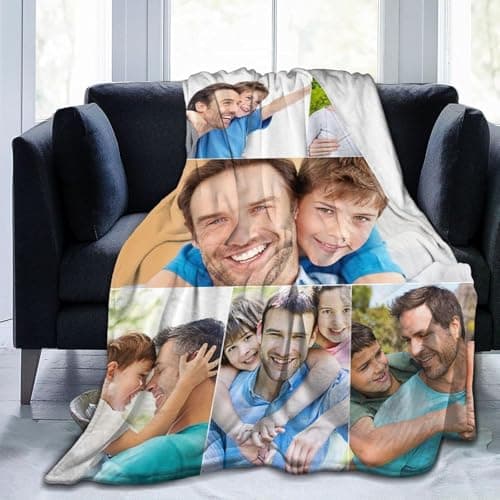Ships Next Day . Custom Blanket with Photos Text Customized Blanket Personalized Flannel/Sherpa Throw Blankets for Adult Kid Birthday Christmas Halloween Fathers Mothers Valentines Gift - 60"x 80" - Image 1