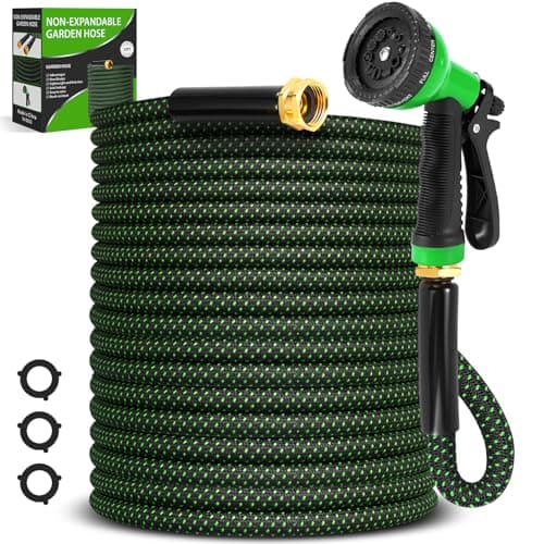 Garden Hose 50ft, Non-Expanding Water Hose, Lightweight, Kink Free, Sturdy, Leak-Proof, Portable, Flexible Hose with 10 Function Nozzle for Outdoor, Yard, Lawn, Car Wash and Camper Use - Image 1