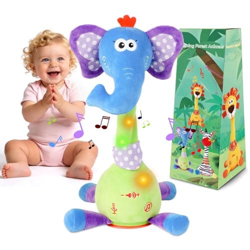 LUKETURE Dancing Talking Elephant Plush, Interactive Stuffed Animal Toy, Musical Plush with Record & Repeat, Sings 10 Songs, LED Lights - Image 1