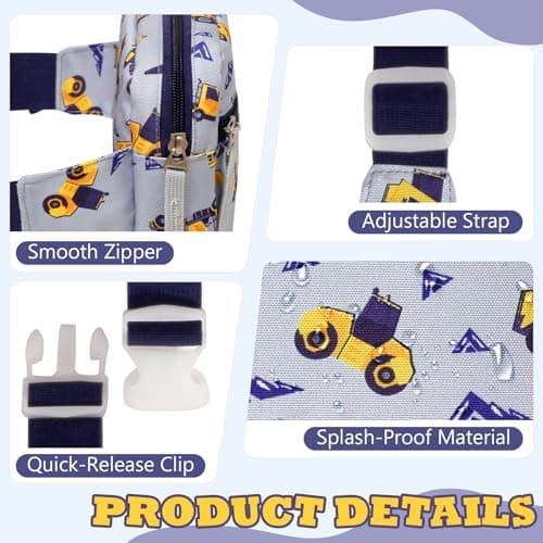 WOOMADA Fanny Pack, Crossbody Bag Waist Bag with Adjustable Waistband, Cute Belt Bag for Gifts(Grey Vehicles) - Thumbnail 5