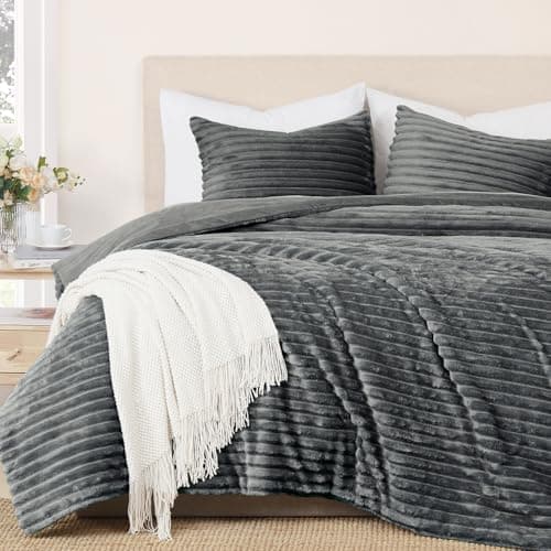 Geniospin Fleece Twin Comforter Set, Soft Fuzzy Twin Bedding Sets, 2-Pieces Grayish Blue Comforter Set for All Season, Warm Fluffy Comforter with 1 Pillow Case - Image 1