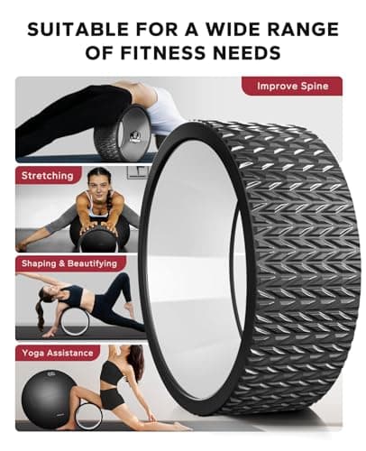 HAPBEAR Back Roller - Yoga Wheel Set with 26'' Anti-Burst Exercise Ball – 12'' PP Inner Core Spine Alignment Tool for Back Pain Relief,Core Strength & Full-Body Workout, Back Roller Wheel for Home Gym & Therapy, Pump Included - Thumbnail 6