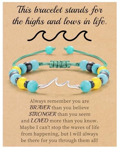 Inspirational Gifts for Women, Get Well Gifts for Women Wave Bracelet Jasper Beaded Inspirational Bracelets Cheer Up Gifts Spiritual Thoughtful Always Remember Birthday Gift Ideas Jewelry - Image 1