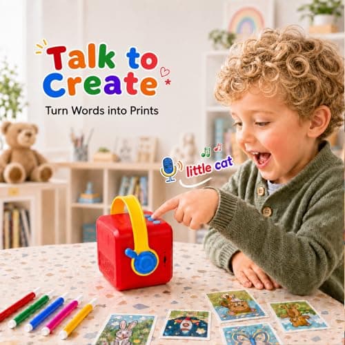 Sticker Maker for Kids, AI Voice Activated Mini Thermal Sticker Printer,Red - Thumbnail 3