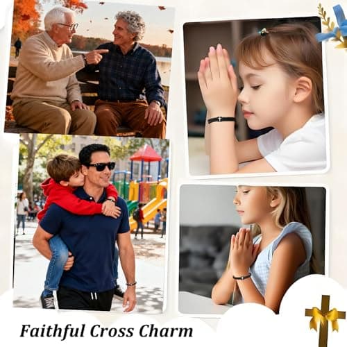 Mens Cross Bracelet for Teen Boys Gift Ideas, christmas stocking stuffers for teens, Christian Religious Jewelry Gifts for Son from Mom Catholic Baptism Confirmation Birthday Gifts for Son Grandson Nephew - Thumbnail 6