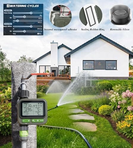 ThermoHalo Smart Sprinkler Timer, 4-Zone Programmable Outlet Watering timers, IP65 Waterproof Automatic/Manual Hose Timer with Child Lock for Lawn, Yard, Garden, and Pool (one) - Thumbnail 6