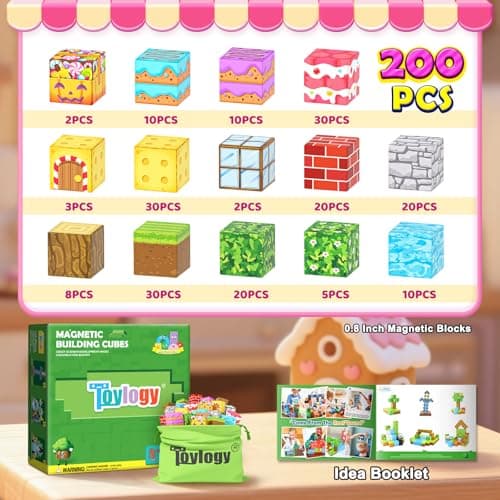 200PCS Magnetic Blocks - Magnetic Building Blocks for Girls Age 3+, Build Mine Magnet Craft Cubes for Toddlers, STEM Sensory Toys for Princess, Kids Christmas Birthday Gift - Thumbnail 3