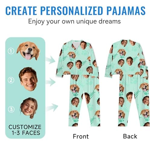 thobac Personalization Pajama｜ Custom Pajamas for men and women Set for family PJs, gifts, Photos cats&dog, Christmas. (Cat) - Thumbnail 4