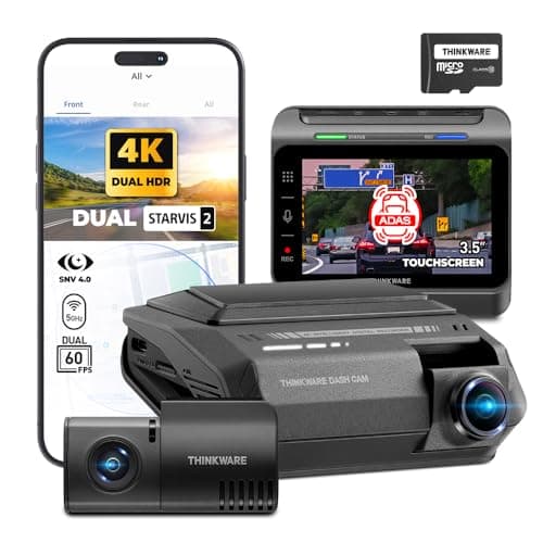 THINKWARE ARC900 2CH 4K HDR Dual Dash Cam Front and Rear - 4K+2K STARVIS 2, Super Night Vision 4.0, Low Power Parking Mode, 3.5" IPS Touchscreen, 5GHz Wi-Fi, GPS (64GB MicroSD & Hardwiring Cable Incl) - Image 1