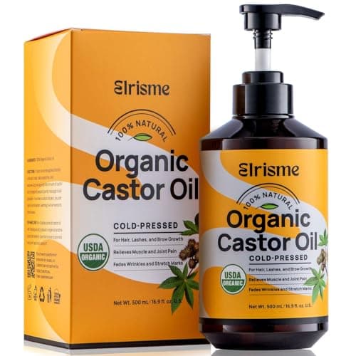 Cold Pressed Organic Castor Oil, Organic Black Castor Oil Hair Growth Serum for Eyelashes and Eyebrows, USDA 100% Pure Organic Castor Oil Non-Glass Bottle, Hexane-Free - 16 Oz - Image 1