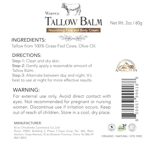 ANGELYCIA Beef Tallow for Skin | 100% Grass Fed Handmade Tallow Face Moisturizer | Face & Body | Whipped Moisturizer | 100% Natural Tallow Balm | No Parabens | Sensitive & Dry Skin, Eczema, Psoriasis - Thumbnail 4