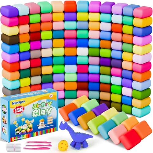 Ixiaoyoo Air Dry Clay for Kids, 158 Colors Modeling Clay Kit, DIY Model Toys with Sculpting Tools, School Arts & Crafts Set, Safe & Non-Toxic, Birthday & Christmas Gifts for Boys Girls Ages 3-12 - Image 1