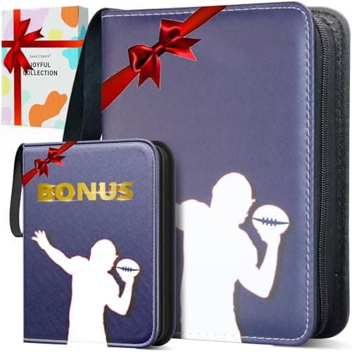 Football Card Binder 900 Cards, 9-Pocket PU Leather Binder with 50 Removable Sleeves for Sports & TCG MTG Cards, Free 4-Pocket Trading Card Binder, Collector Storage Album