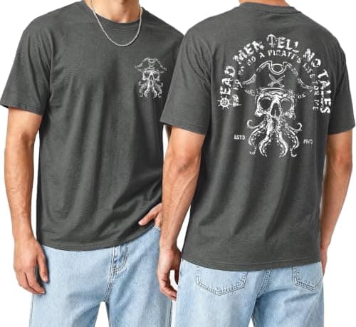 QIXYN Pirate Shirt Couple Matching Shirts Vintage Skeleton Shirt Skull Graphic Tee Family Vacation Short Sleeve Tops