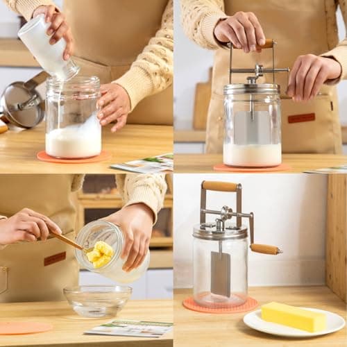 Dazey Butter Churn - Hand Crank Butter Churner- Manual Butter Maker- Beech Wood BUTTER PADDLES INCLUDED. Create Delicious Homemade Butter With Your Own Hand Crank Dazey Butter Churner (Turn N Churn) - Thumbnail 6