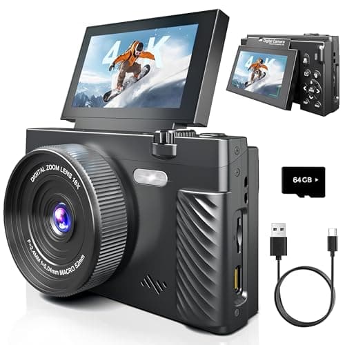 4K Digital Camera for Photography, 64MP WiFi Vlogging Camera with 180° Flip Screen, Point and Shoot Camera for YouTube, Beginner Camera with Beauty Mode & 64GB SD Card - Image 1