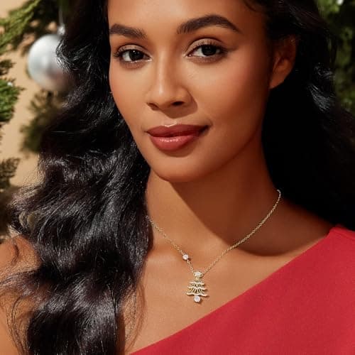 Cicy Bell 18K Gold Plated Necklace For Women Tree Star Bell Cubic Zirconia Pendant Necklace Party Jewelry Gift - Thumbnail 2