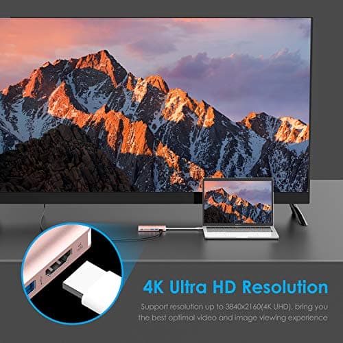 LENTION USB C Hub with 4K HDMI, SD Card Reader, 2 USB 3.0, Type C Charging, 6-in-1 Ethernet Adapter Compatible with 2025-2018 MacBook Pro/Air, 2026 MacBook Neo, Surface/Steam Deck, More(Rose Gold) - Thumbnail 3