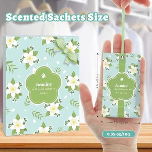 STRN Scented Sachets for Drawer and Closet, Jasmine Scented Long-Lasting Sachets, 14 Packs for Home Fragrance, Small Space Air Freshener for Wardrobes - Thumbnail 4