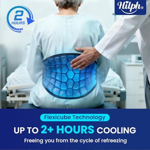 Hilph Large Ice Pack Wrap for Back Pain Relief - 2 Hours Long Lasting Cold Therapy with Ice Grid Design for Lower Back, Reusable Cold Pack for Waist, Lower Lumbar, Sciatica, Tailbone, 15.2'' x 9.3'' - Thumbnail 2