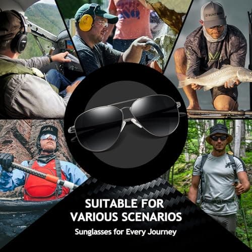 SUNGAIT Carbon Fiber Sunglasses for Men Polarized Aviator Ultralight Sun Glasses UV400 Protection (Gunmetal Frame/Gray Gradient Lens) - Thumbnail 5
