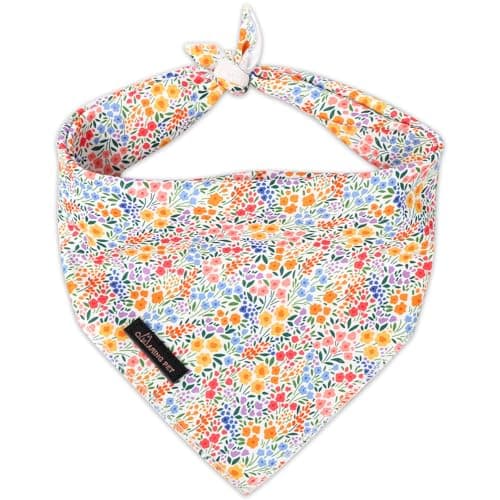 ARING PET Girl Dog Bandana, Spring Summer Daisy Floral Pet Bandana Scarf Triangle Bibs for Puppy Small Medium Large Dogs-L