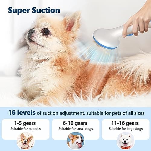 AsyPets Pet Grooming Vacuum Kit, Dog Clippers for Grooming,Cat Hair Brush Shedding Trimmer Supplies Tool,15Kpa Super Suction Power - Thumbnail 2