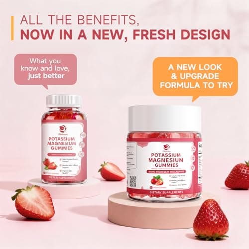 (2 Pack) Magnesium Potassium Supplement Gummies - New Formula Calm Magnesium Bisglycinate Gummies & Plant Potassium Plus Chia Seeds, B6, D3, K2 & Calcium for Sleep, Leg Cramps & Muscle -Vegan,60 Count - Thumbnail 2