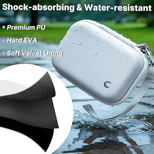 Comecase Hard Camera Case for KODAK PIXPRO FZ55 FZ45, Shockproof Digital Camera Bag with Accessory Mesh Pocket, Small Vlogging Camera Case, Portable Travel Carrying Pouch for All Ages, White - Thumbnail 5