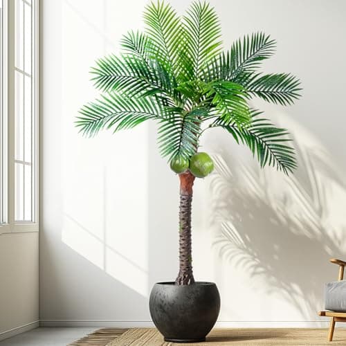 Bailikang Artificial Phoenix Palm Tree 6ft Tall - Fake Large Tropical Tree with Adjustable Leaves, Realistic Faux Sago Palm for Indoor Outdoor Decor, Patio, Poolside, Yard, Living Room, Office - Image 1