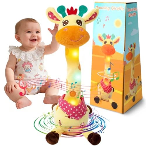 MIAODAM Dancing Talking Giraffe Stuffed Animals, Singing 10 Children's Song, Repeats What You Say, Colorful Glowing Giraffe Plush Baby Toys for Toddlers 1-3 Years，Easter Day Gifts for Kids - Image 1