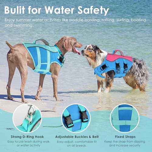 Petglad Dog Life Jacket, High Buoyancy Dog Life Vest with Handle for Swimming Boating, Adjustable Swimming Vest with Reflective Trim for Small Medium Large Dogs - Blue, XL - Thumbnail 3