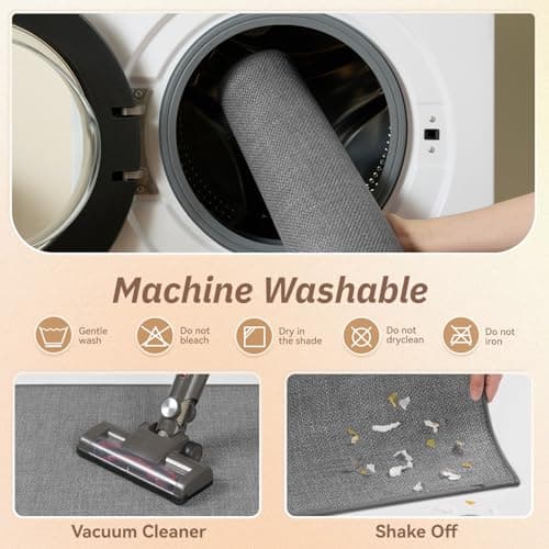 PADOOR Stair-Treads Landing Mat Non Slip Indoor, Square Stair-Runners for Wooden Steps Rubber Backing, Reusable Carpet Stair Treads, Durable Stair-Carpet Treads for Kids and Dogs 31"x31" Grey - Thumbnail 5