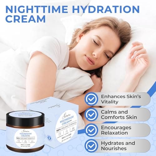 Magnesium Lotion for Sleep, Natural Magnesium Cream for Leg Cramps, Soothing Relief & Muscle Relaxation, Magnesium Butter with Coconut Oil, Shea Butter, Vitamin E, Safe for Kids, Unscented 2 oz - Thumbnail 2