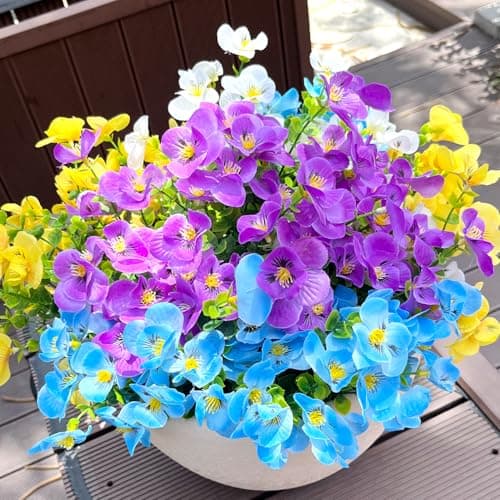 trytuny Artificial Flowers for Outdoor, 16pcs Realistic Faux Plants,UV Resistant Fake Fake Plastic Flowers for Outside Indoor Porch Patio Window Box Planter Home Decor - Image 1