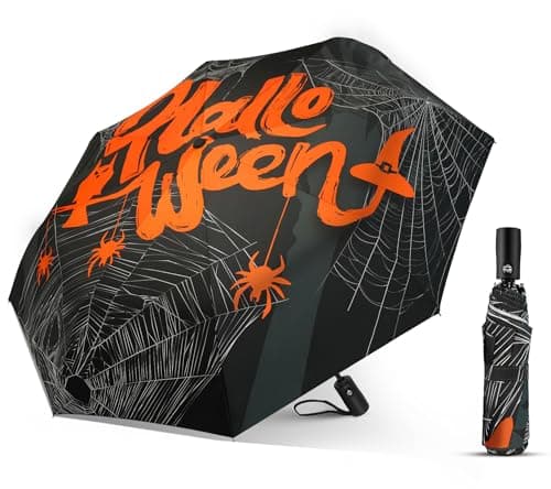 Natuquebrela Compact Foldable Automatic Umbrella - Portable Travel Umbrella for Rain Sturdy Windproof Lightweight Umbrellas Unique Halloween Decorations - Image 1