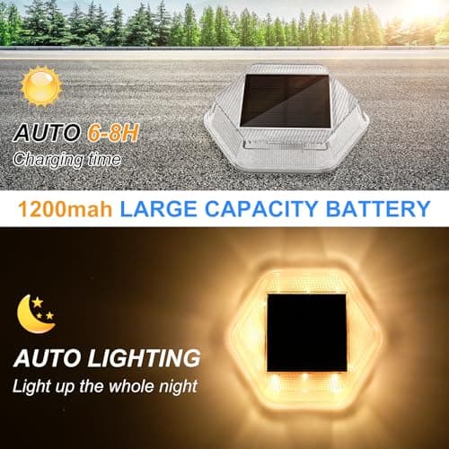 CREPOW Solar Deck Lights Dock Step Lights- 4 Packs Waterproof 1200mAh Auto ON/Off LED Solor Powered Stair Lighting for Outdoor Garden, Patio, Pathway, Walkway, Driveway (Warm White) - Thumbnail 5