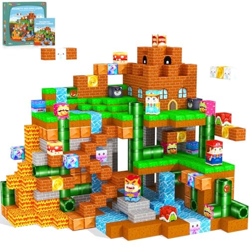 Magnetic Blocks Kids Toys & Games, Magnetic Building Cubes Montessori Construction Sensory Toys for 3-5 5-7 6-8 8-13 Year Old Boys Girls, Toddler for Ages 3+ Birthday Decorations Party Favors Gifts - Image 1